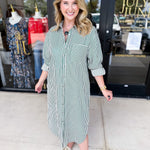 Button Down Casual Midi Dress - Hunter Green-500 Midi-ENTRO-July & June Women's Fashion Boutique Located in San Antonio, Texas