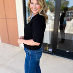 The Krissy Knit Top - Black-200 Fashion Blouses-SKIES ARE BLUE-July & June Women's Fashion Boutique Located in San Antonio, Texas