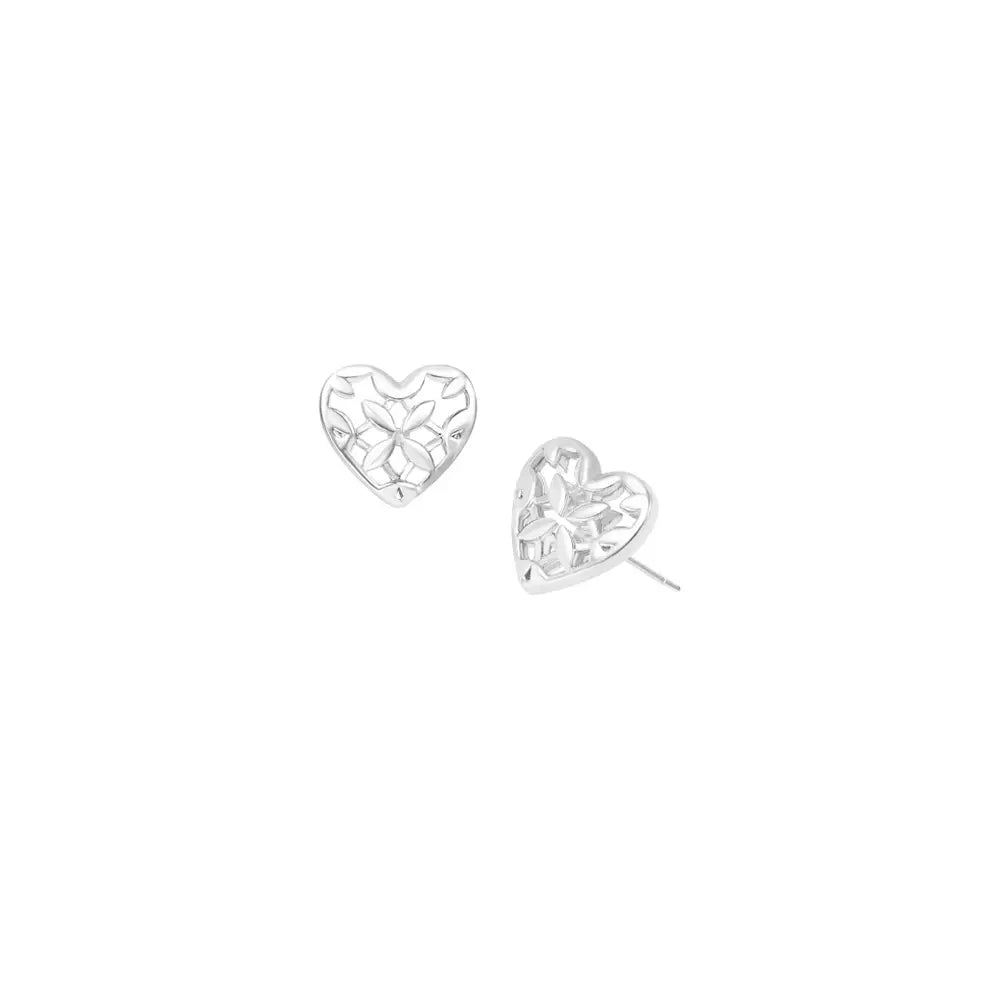 Natalie Wood - Believer Heart Stud Earrings in Silver-110 Jewelry & Hair-Natalie Wood-July & June Women's Fashion Boutique Located in San Antonio, Texas
