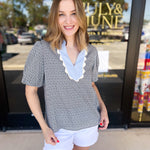 THML - Black & Baby Blue Blouse-200 Fashion Blouses-THML-July & June Women's Fashion Boutique Located in San Antonio, Texas
