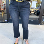 Vervet - Mid Rise Crop Flare Black Jeans-400 Pants-VEVERT BY FLYING MONKEY-July & June Women's Fashion Boutique Located in San Antonio, Texas