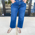 Vervet - Dark Mid Rise Wide Leg Tummy Control Jeans-400 Pants-VEVERT BY FLYING MONKEY-July & June Women's Fashion Boutique Located in San Antonio, Texas