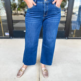 Vervet - Dark Mid Rise Wide Leg Tummy Control Jeans-400 Pants-VEVERT BY FLYING MONKEY-July & June Women's Fashion Boutique Located in San Antonio, Texas