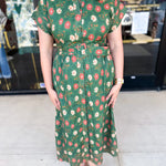 Olive Floral Midi Dress-500 Midi-FATE-July & June Women's Fashion Boutique Located in San Antonio, Texas