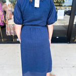 THML - Navy Midi Dress-500 Midi-THML-July & June Women's Fashion Boutique Located in San Antonio, Texas