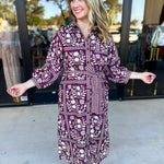 The Wrenlee Wrap Midi Dress - Wine-500 Midi-POLOGRAM-July & June Women's Fashion Boutique Located in San Antonio, Texas