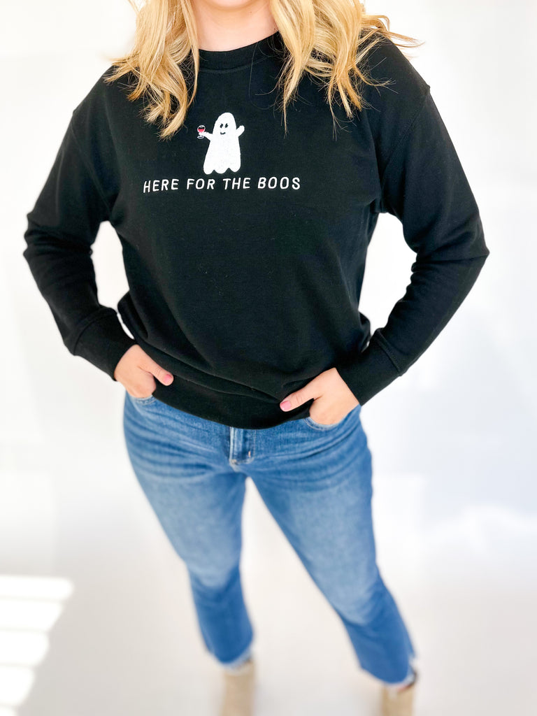 Here For The Boos Graphic Sweatshirt-230 Sweaters /Cardis-SHIRALEAH-July & June Women's Fashion Boutique Located in San Antonio, Texas