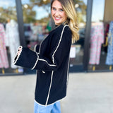 THML - Black Contrast Cardigan-230 Sweaters/Cardis-THML-July & June Women's Fashion Boutique Located in San Antonio, Texas