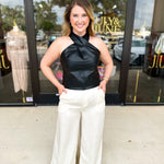 Classic Cream Wide Leg Trouser Pants-400 Pants-ALLIE ROSE-July & June Women's Fashion Boutique Located in San Antonio, Texas