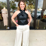 Classic Cream Wide Leg Trouser Pants-400 Pants-ALLIE ROSE-July & June Women's Fashion Boutique Located in San Antonio, Texas