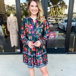 Jewel Tones Floral Mini Dress-510 Mini-FATE-July & June Women's Fashion Boutique Located in San Antonio, Texas