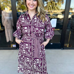 The Wrenlee Wrap Midi Dress - Wine-500 Midi-POLOGRAM-July & June Women's Fashion Boutique Located in San Antonio, Texas