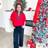 The Stacy Blouse - Red-200 Fashion Blouses-ENTRO-July & June Women's Fashion Boutique Located in San Antonio, Texas