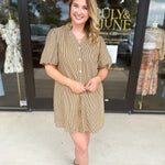 THML - Stripped Button Down Mini Dress-510 Mini-THML-July & June Women's Fashion Boutique Located in San Antonio, Texas