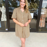 THML - Stripped Button Down Mini Dress-510 Mini-THML-July & June Women's Fashion Boutique Located in San Antonio, Texas