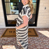 Casual Striped Midi Dress - Black-500 Midi-ENTRO-July & June Women's Fashion Boutique Located in San Antonio, Texas