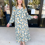 Sage & Mustard Abstract Midi Dress-500 Midi-JODIFL-July & June Women's Fashion Boutique Located in San Antonio, Texas