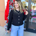 Current Air - Black Gem Cardigan-230 Sweaters/Cardis-CURRENT AIR CLOTHING-July & June Women's Fashion Boutique Located in San Antonio, Texas