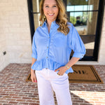 The Move with Grace Top - Blue-200 Fashion Blouses-ENTRO-July & June Women's Fashion Boutique Located in San Antonio, Texas