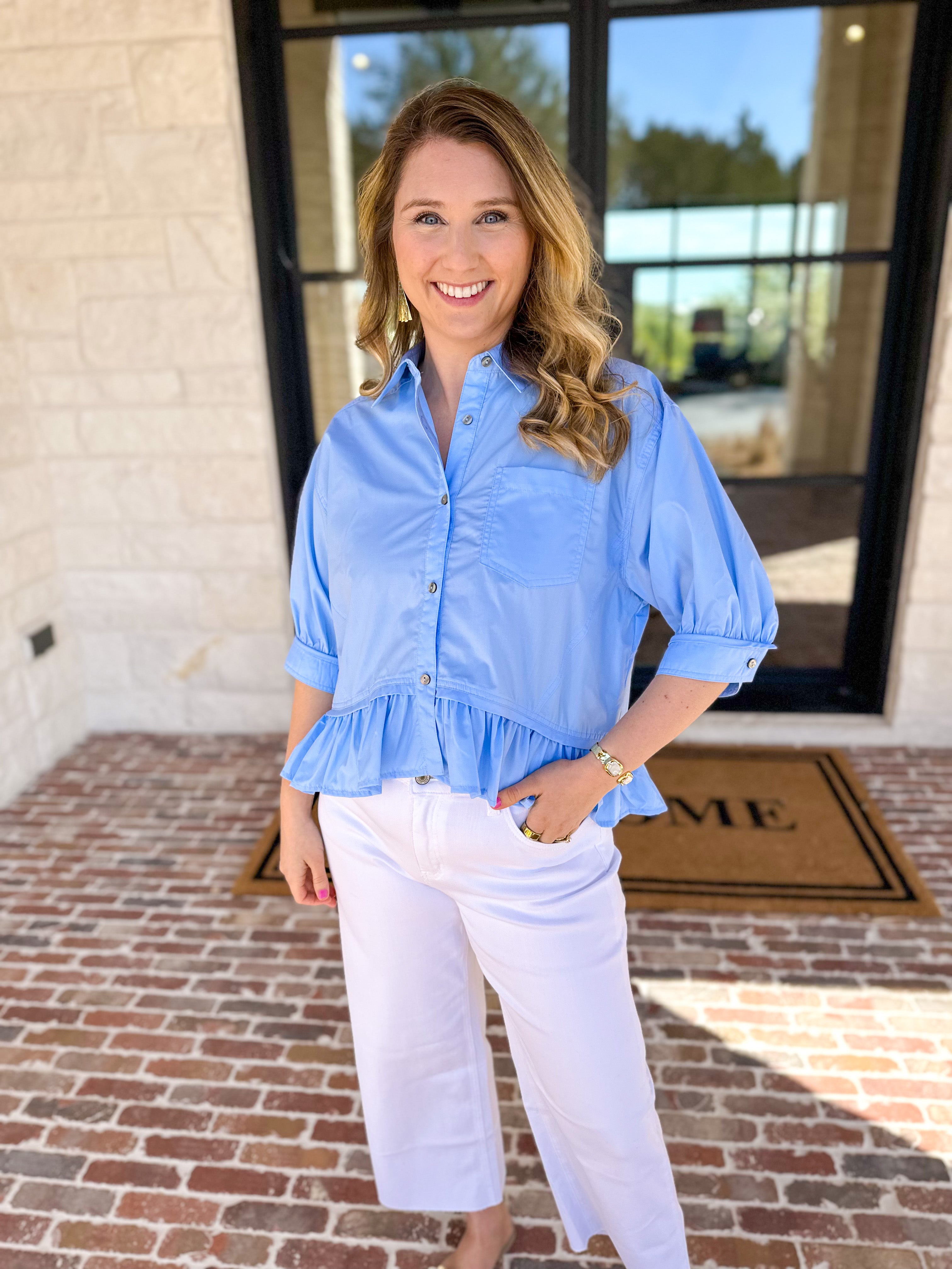 The Move with Grace Top - Blue-200 Fashion Blouses-ENTRO-July & June Women's Fashion Boutique Located in San Antonio, Texas