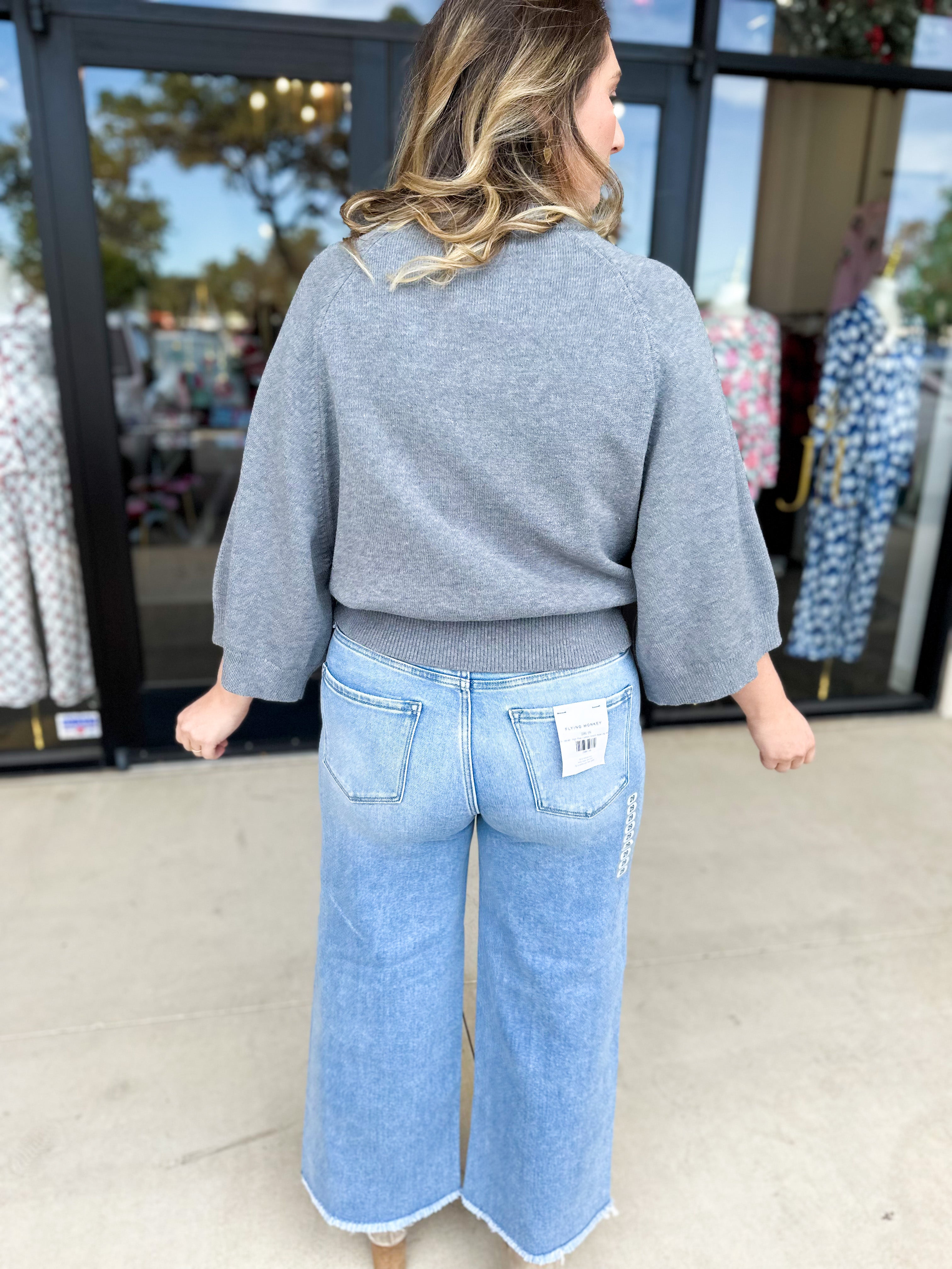 Fall's Favorite Sweater Top - Grey-230 Sweaters/Cardis-FATE-July & June Women's Fashion Boutique Located in San Antonio, Texas