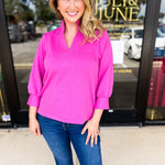 Mary Square - Jocelyn Blouse - Hot Pink-200 Fashion Blouses-MARY SQUARE-July & June Women's Fashion Boutique Located in San Antonio, Texas