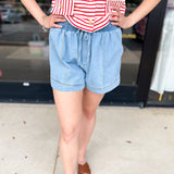 Classic & Comfy Denim Shorts - Light Denim-510 Mini-ENTRO-July & June Women's Fashion Boutique Located in San Antonio, Texas