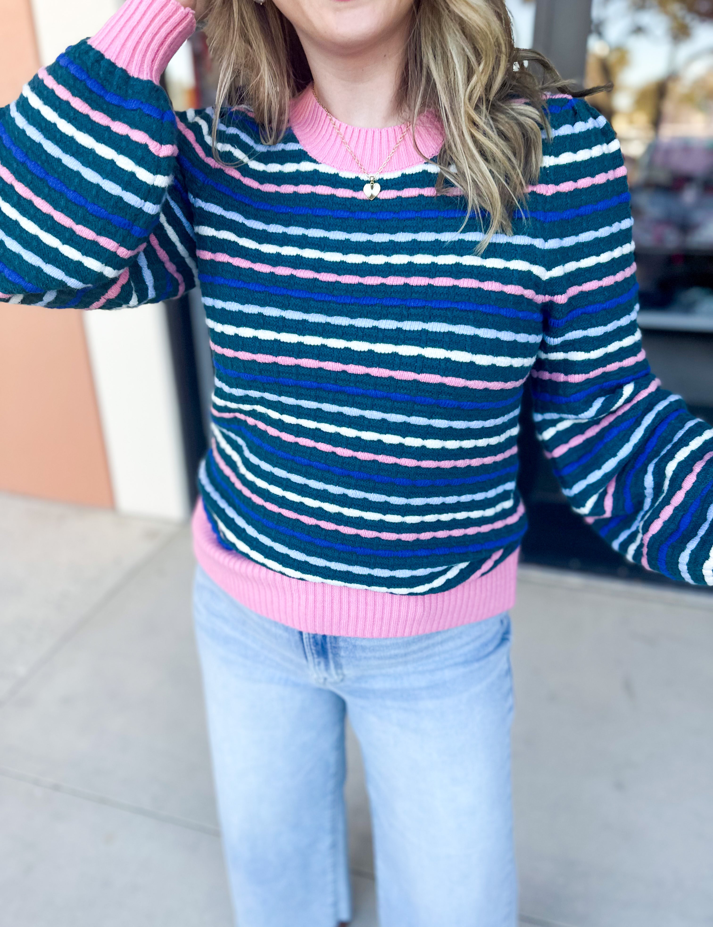 Mary Square - Annabelle Sweater - Teal-230 Sweaters/Cardis-MARY SQUARE-July & June Women's Fashion Boutique Located in San Antonio, Texas