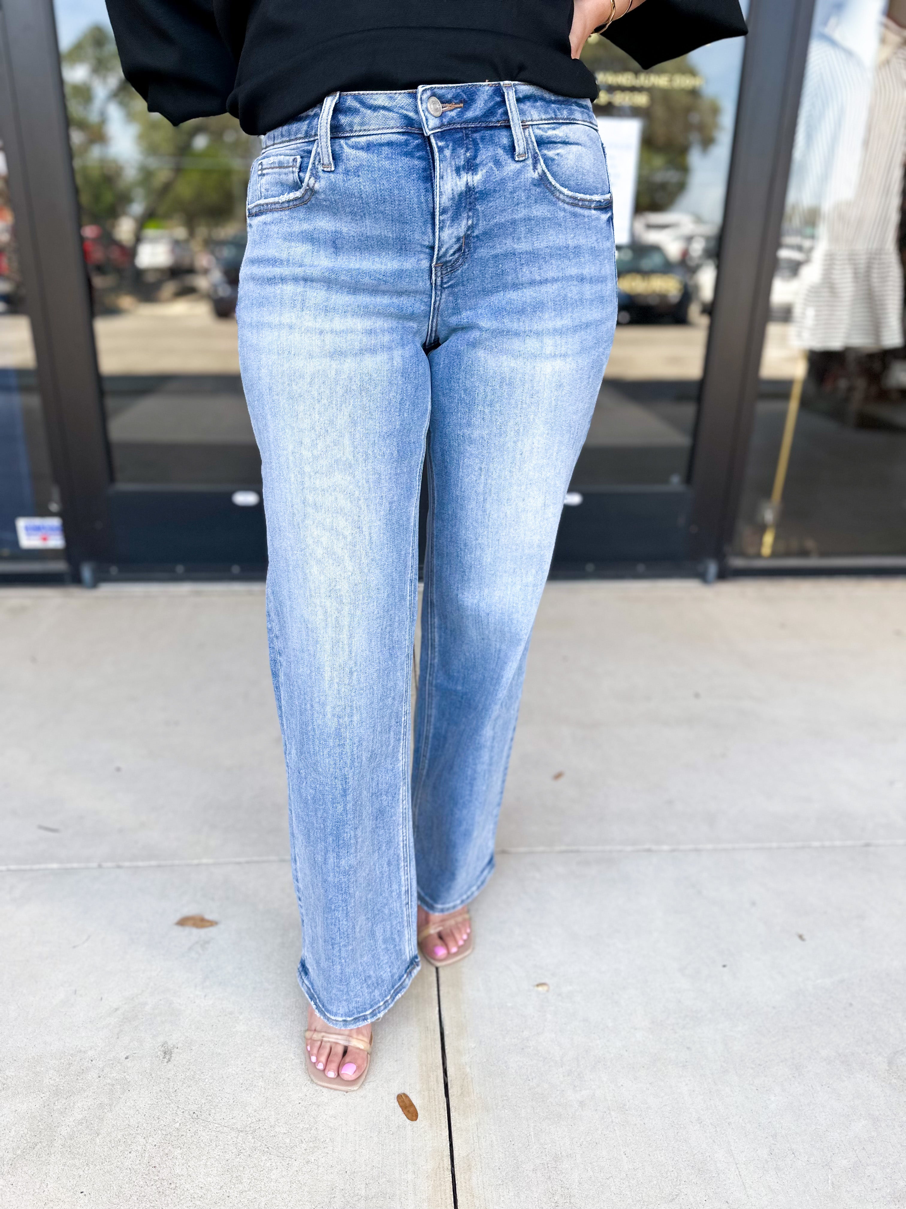 Vervet- Mid Rise Tummy Control Slim Wide Leg Jeans-VEVERT BY FLYING MONKEY-July & June Women's Fashion Boutique Located in San Antonio, Texas