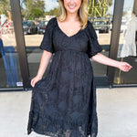 Midnight Textured Midi Dress-500 Midi-POLOGRAM-July & June Women's Fashion Boutique Located in San Antonio, Texas