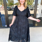 Midnight Textured Midi Dress-500 Midi-POLOGRAM-July & June Women's Fashion Boutique Located in San Antonio, Texas