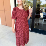 Fall Lace Midi Dress - Rose-500 Midi-POLOGRAM-July & June Women's Fashion Boutique Located in San Antonio, Texas