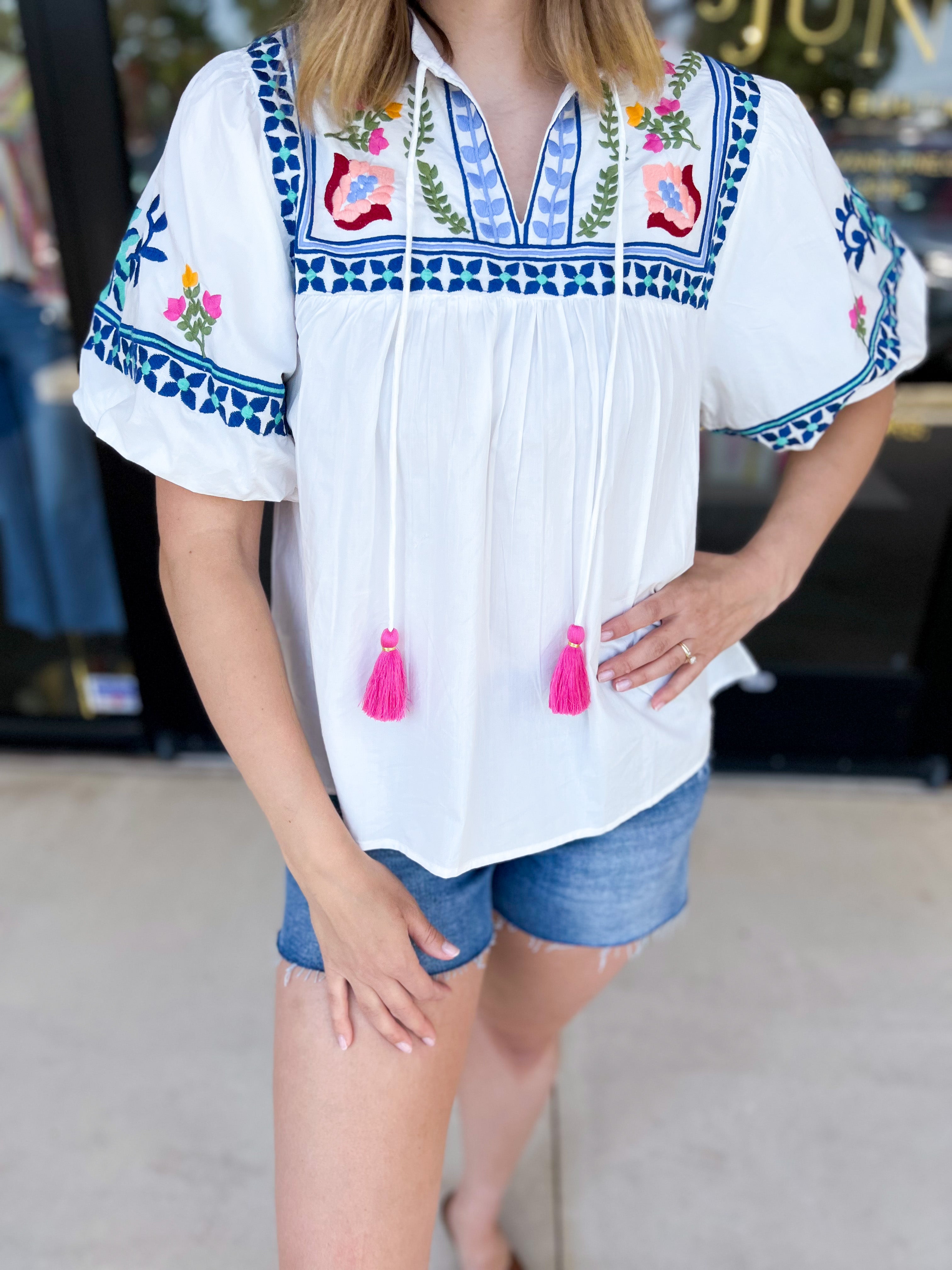 THML - The Santorini Blouse-200 Fashion Blouses-THML-July & June Women's Fashion Boutique Located in San Antonio, Texas