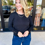 Long Sleeve Sweater Top - Black-230 Sweaters/Cardis-ENTRO-July & June Women's Fashion Boutique Located in San Antonio, Texas