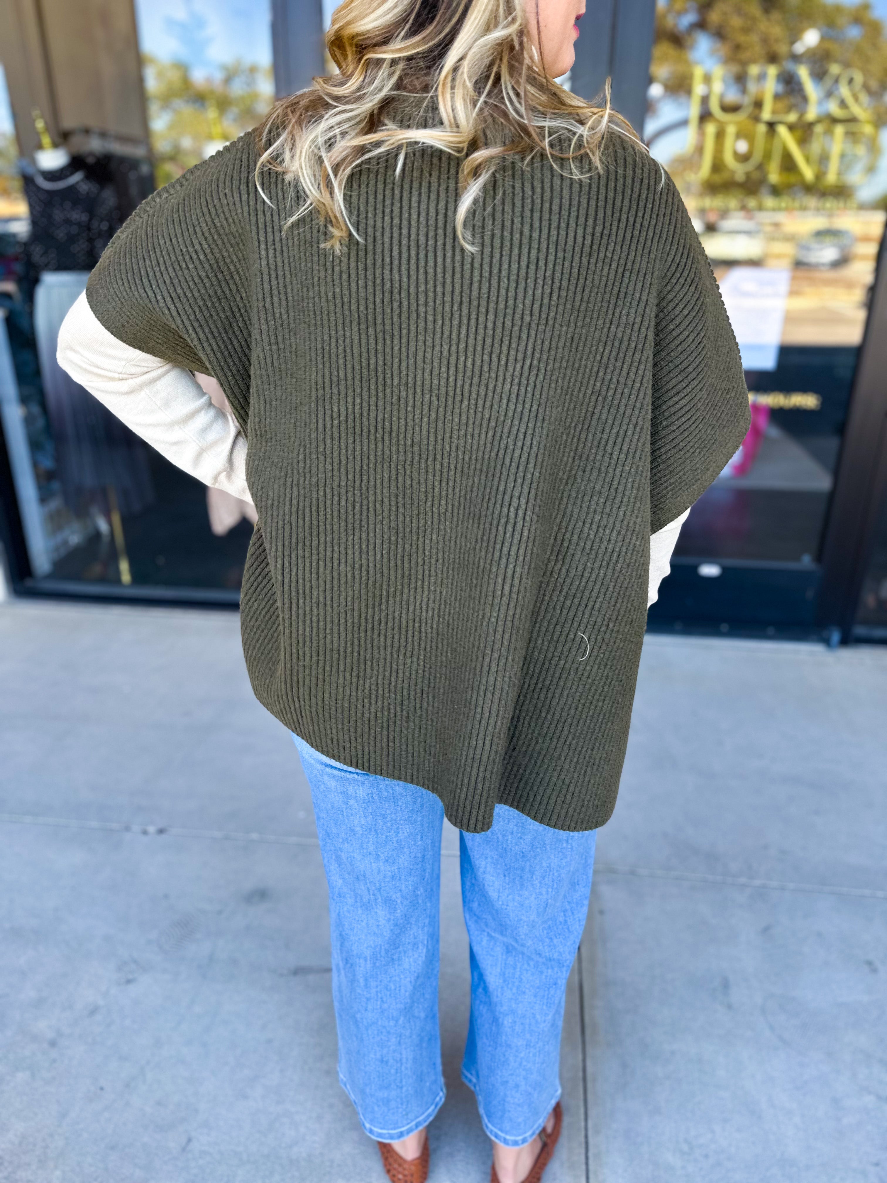 THML - Chic Knit Cardigan Wrap - Green-230 Sweaters/Cardis-THML-July & June Women's Fashion Boutique Located in San Antonio, Texas