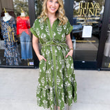The Kailey Midi Dress - Olive-500 Midi-ENTRO-July & June Women's Fashion Boutique Located in San Antonio, Texas
