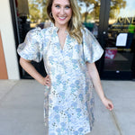 THML - Winter Blue Floral Mini Dress-510 Mini-THML-July & June Women's Fashion Boutique Located in San Antonio, Texas