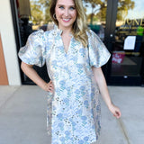 THML - Winter Blue Floral Mini Dress-510 Mini-THML-July & June Women's Fashion Boutique Located in San Antonio, Texas