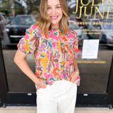 Pastel Paradise Blouse-200 Fashion Blouses-FATE-July & June Women's Fashion Boutique Located in San Antonio, Texas