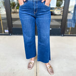 Vervet - Dark Mid Rise Wide Leg Tummy Control Jeans-400 Pants-VEVERT BY FLYING MONKEY-July & June Women's Fashion Boutique Located in San Antonio, Texas