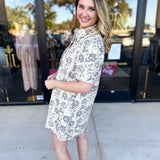 The Rosie Denim Mini Dress - Taupe-510 Mini-ENTRO-July & June Women's Fashion Boutique Located in San Antonio, Texas