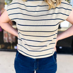 Oatmeal Stripe Comfy Tee-210 Casual Blouses-ENTRO-July & June Women's Fashion Boutique Located in San Antonio, Texas