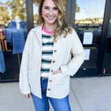 Cream Quilted Jacket-600 Outerwear-LISTICLE-July & June Women's Fashion Boutique Located in San Antonio, Texas