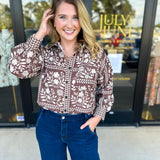 The Wrenlee Blouse - Chocolate Brown-200 Fashion Blouses-POLOGRAM-July & June Women's Fashion Boutique Located in San Antonio, Texas
