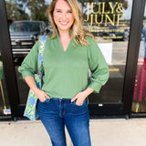 Mary Square - Jocelyn Blouse - Green-200 Fashion Blouses-MARY SQUARE-July & June Women's Fashion Boutique Located in San Antonio, Texas