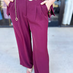 Wide Leg Trousers - Wine-400 Pants-SKIES ARE BLUE-July & June Women's Fashion Boutique Located in San Antonio, Texas