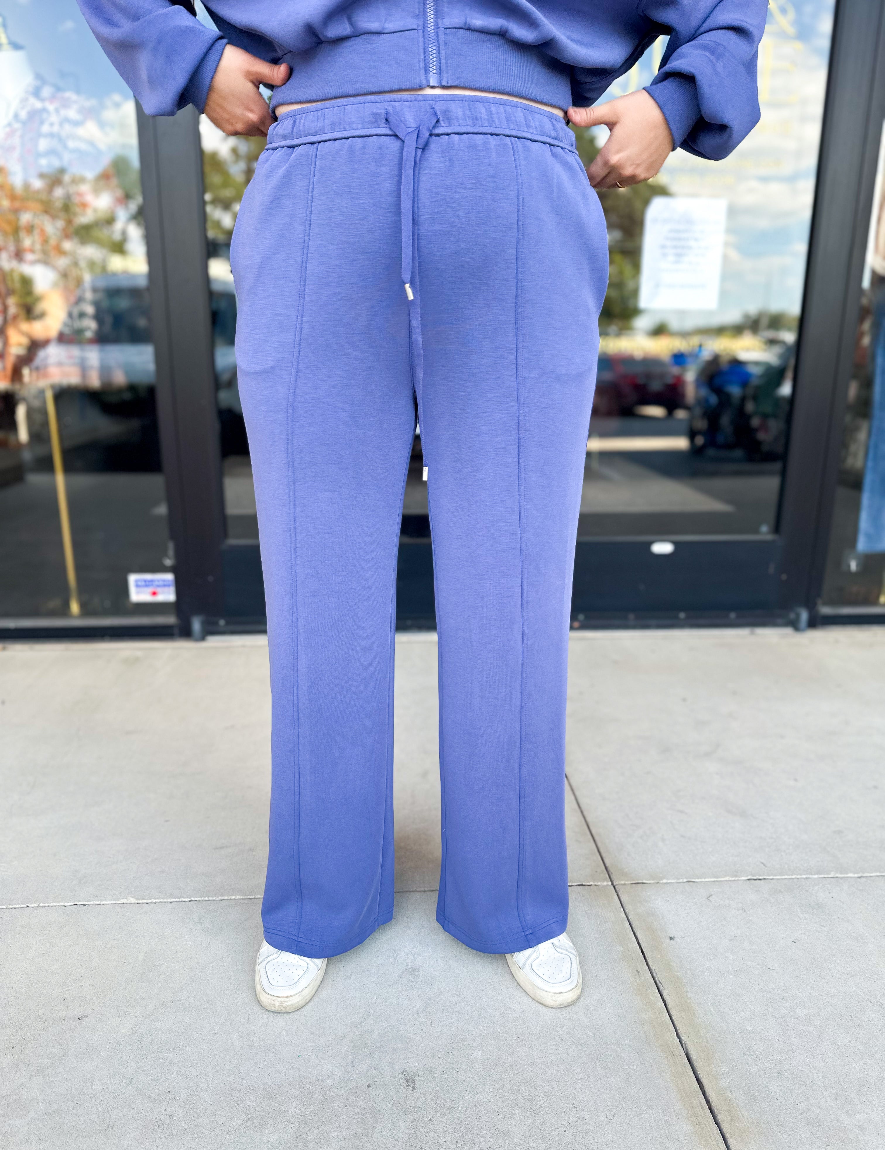 Soft Modal Lounge Pants - Denim Blue-300 Athleisure/Lounge-SKIES ARE BLUE-July & June Women's Fashion Boutique Located in San Antonio, Texas