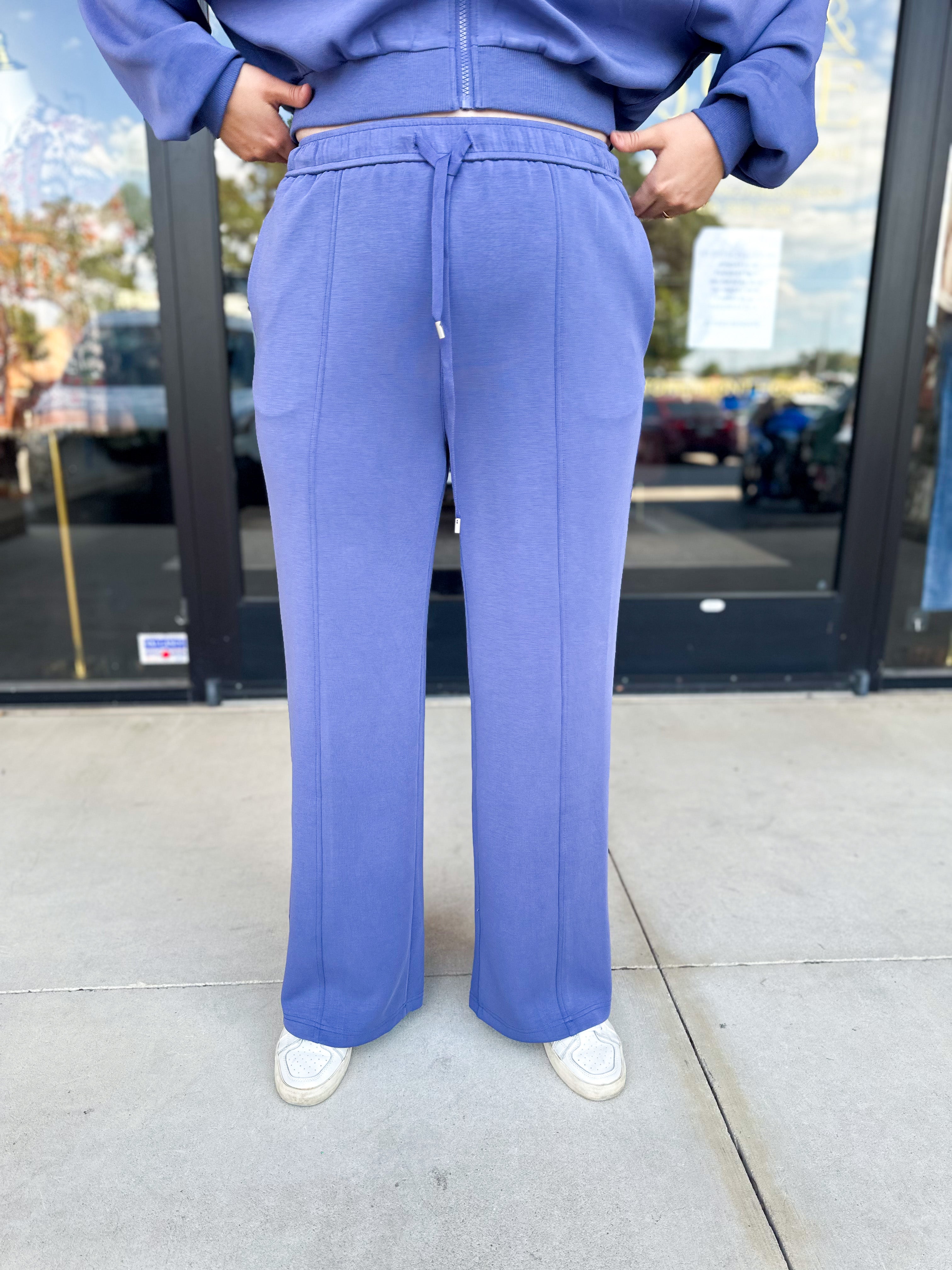 Soft Modal Lounge Pants - Denim Blue-300 Athleisure/Lounge-SKIES ARE BLUE-July & June Women's Fashion Boutique Located in San Antonio, Texas