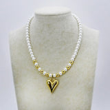 Treasure Jewels - Pearly Teardrop Heart Necklace-110 Jewelry & Hair-Treasure Jewels-July & June Women's Fashion Boutique Located in San Antonio, Texas