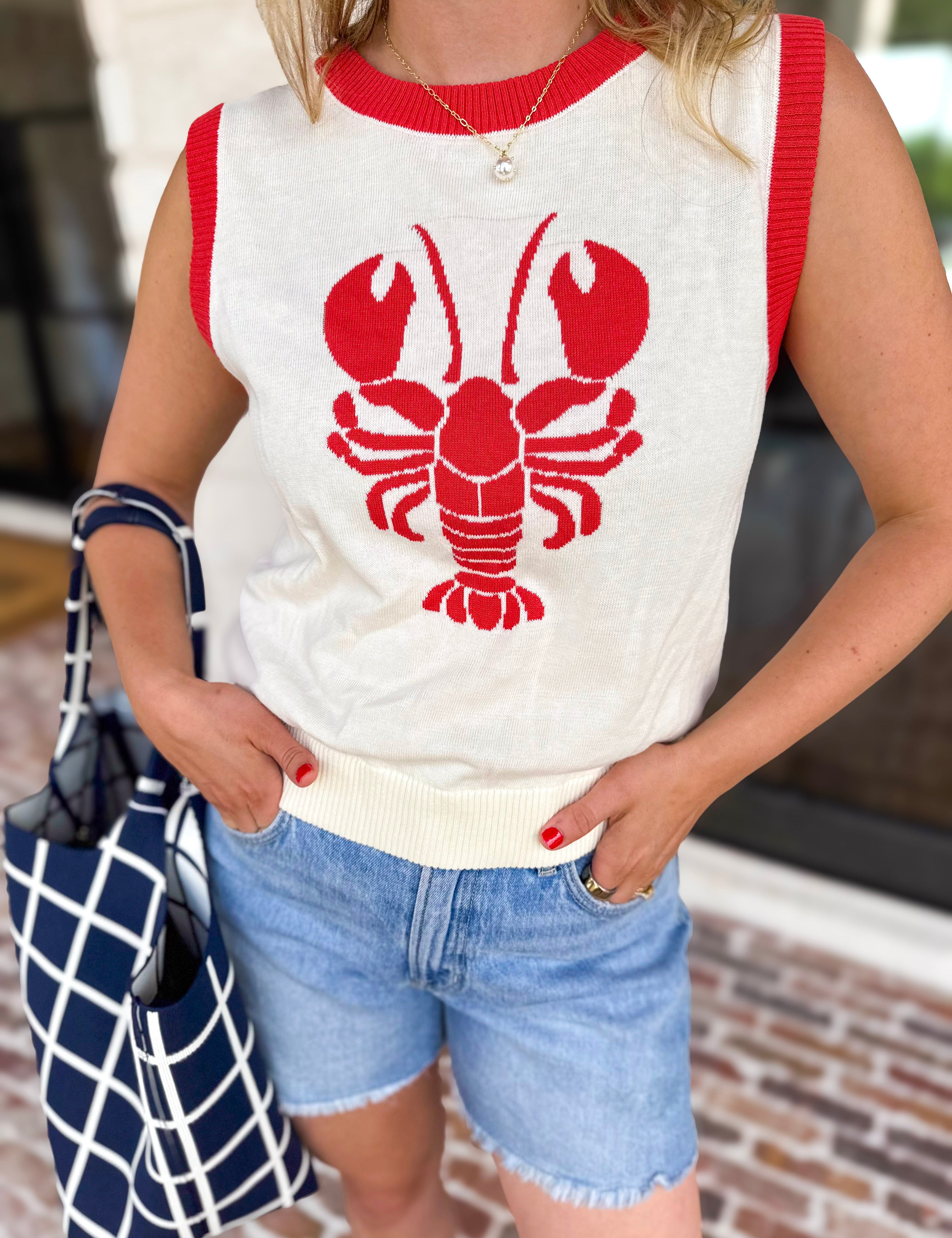 Lobster Knit Tank-230 Sweaters/Cardis-FATE-July & June Women's Fashion Boutique Located in San Antonio, Texas